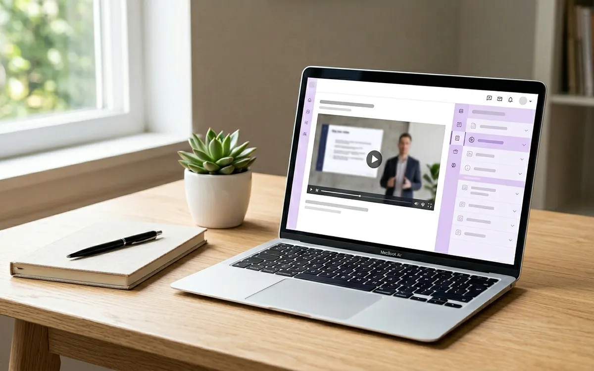 Szorongásoldás online kurzus felülete laptopon – videós modulok és tananyag áttekintése