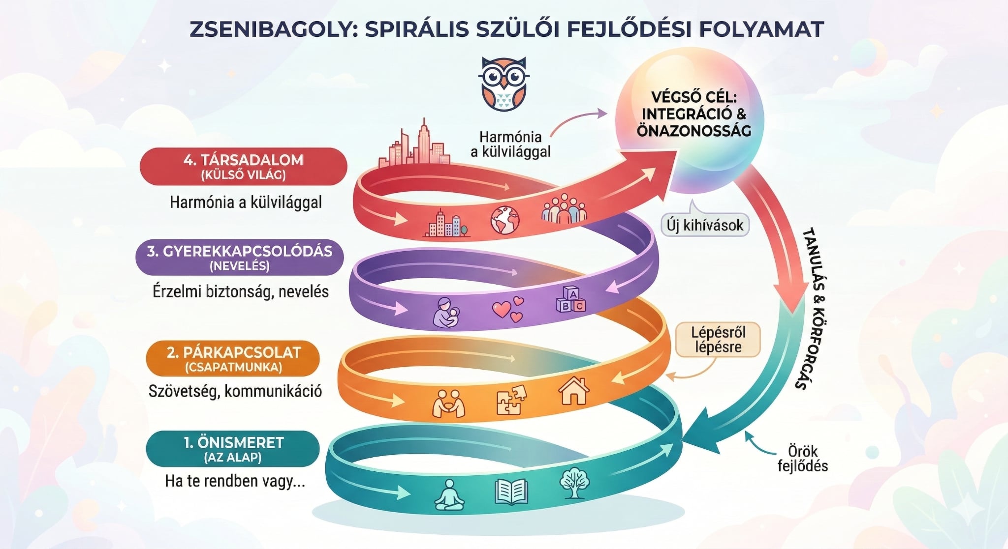 A Zsenibagoly Szülői Spirál – 4 szintű modell a tudatos szülőséghez