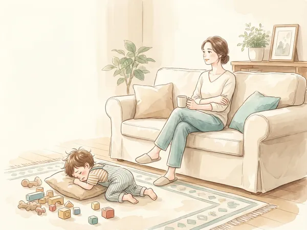 Szülő nyugodtan vár amíg gyermeke lenyugszik